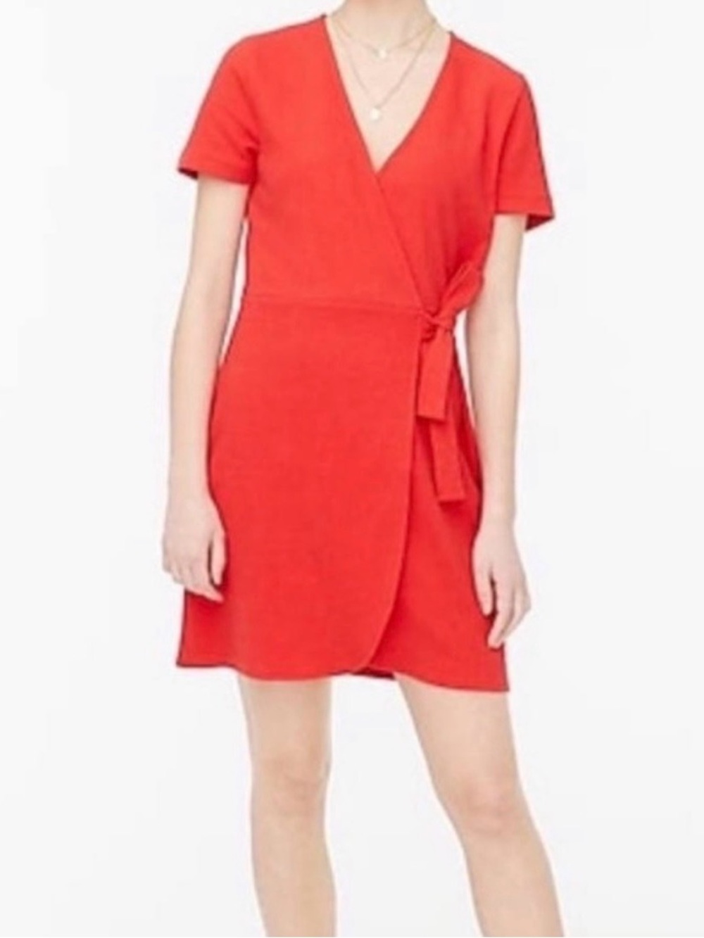 J. Crew Beautiful red/coral textured wrap dress